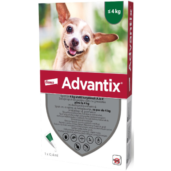 Advantix – Pipetă Repelentă pentru Câini 1,5–4 kg (Deparazitare Externă, Elanco)