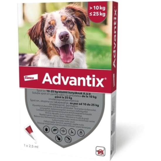 Advantix – Pipetă Repelentă pentru Câini 10–25 kg (Deparazitare Externă, Elanco)