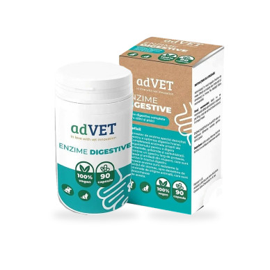 adVET Enzime Digestive, supliment digestiv caini si pisici, 90 capsule