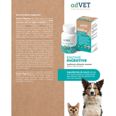 adVET Enzime Digestive, supliment digestiv caini si pisici, 90 capsule