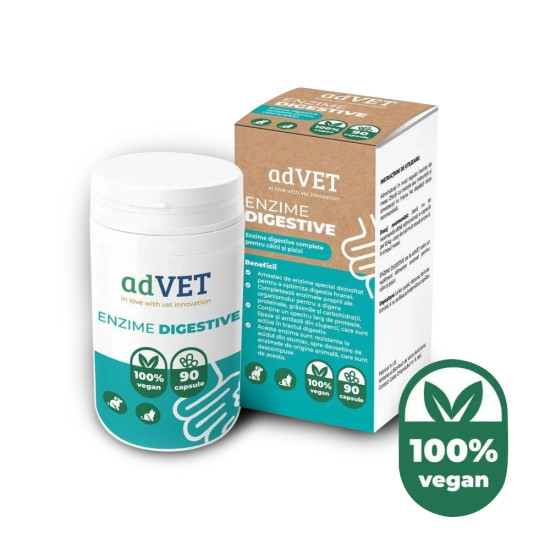 adVET Enzime Digestive, supliment digestiv caini si pisici, 90 capsule