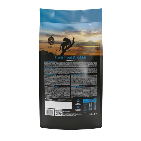 Ambrosia Steril Cat pastrav proaspat si iepure, hrana pisici, 1.5 kg
