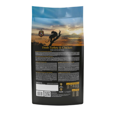 Ambrosia Kitten curcan proaspat si pui, hrana uscata pisici, 1.5 kg
