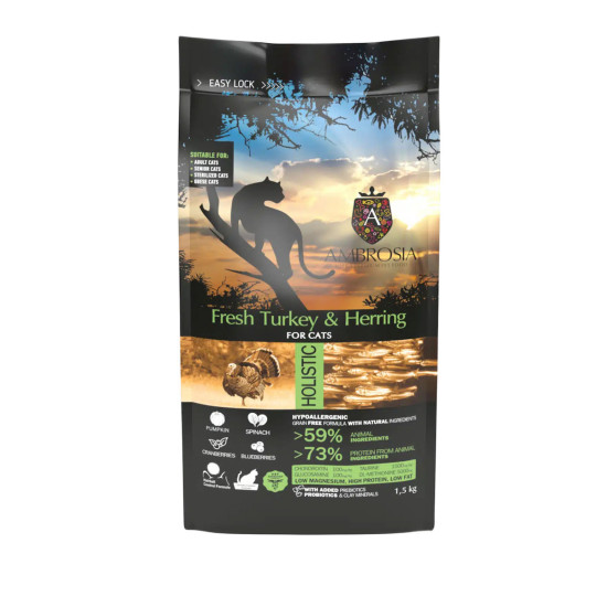 Ambrosia Steril Cat curcan si hering, hrana pisici, 1.5 kg