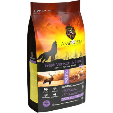 Ambrosia Adult Dog cerb proaspat si miel, hrana uscata caini, 2 kg