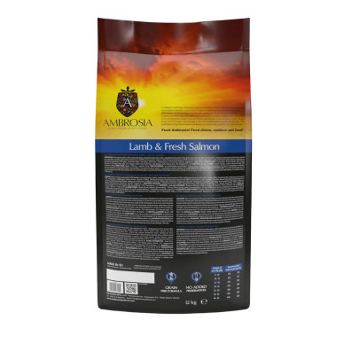 Ambrosia Adult Dog, miel, somon proaspat, hrana pentru caini, 2 kg
