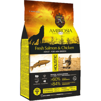 Ambrosia Adult Dog pui si somon proaspat, hrana uscata caini, 2 kg