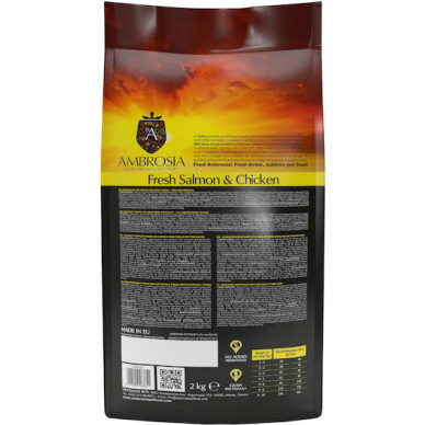 Ambrosia Adult Dog pui si somon proaspat, hrana uscata caini, 2 kg