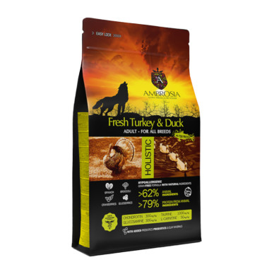 Ambrosia Adult Dog curcan proaspat si rata, hrana caini, 2 kg