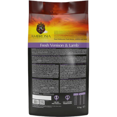 Ambrosia Adult Dog cerb proaspat si miel, hrana uscata caini, 2 kg