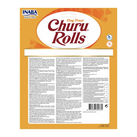 Inaba Churu Rolls Chicken Salmon recompense moi cremoase pentru caini 8 x 12 g