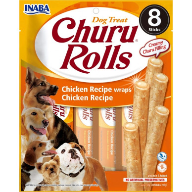 Inaba Churu Rolls Chicken recompense moi cu pui pentru caini 8 x 12 g
