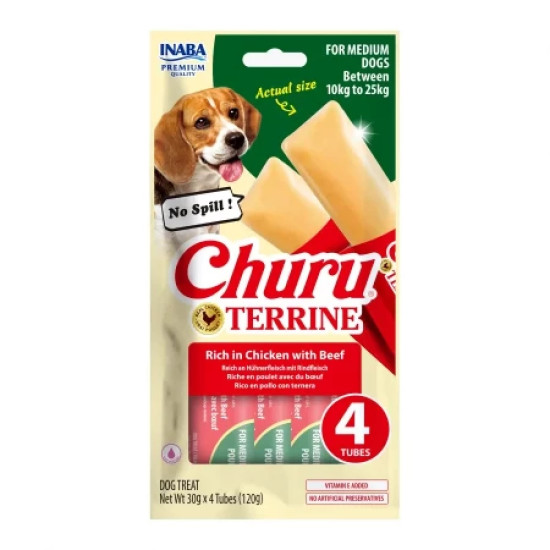 Inaba Churu Terrine Medium Chicken Beef recompensa moale caini 4 x 30 g
