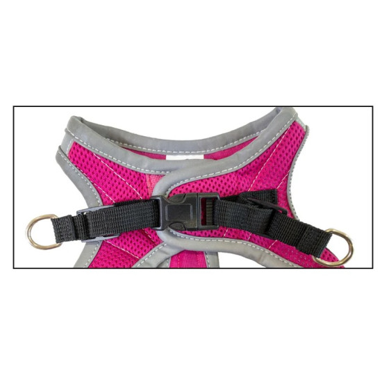 Ham pentru câini Croci Hiking, mărime M (41–46 cm), reflectorizant, fuchsia – confort și control pentru talie medie