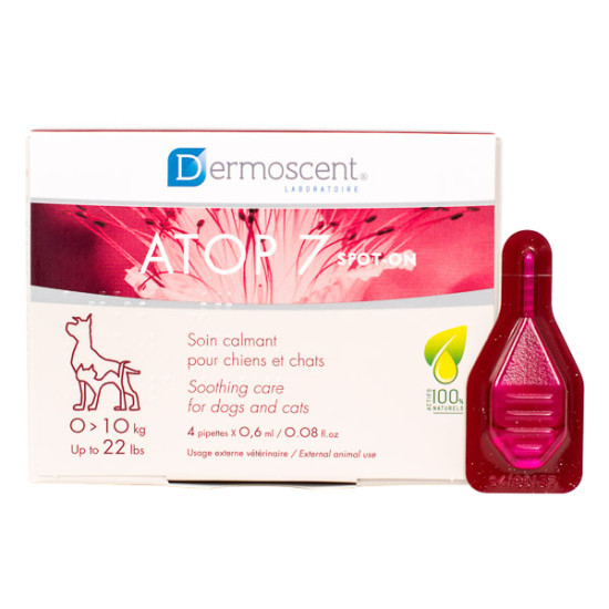 Dermoscent Atop 7 Spot-On – Îngrijire Dermatologică pentru Câini și Pisici 0–10 kg – 4 Pipete
