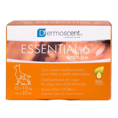 Dermoscent Essential 6 Spot-On – Îngrijire Dermatologică pentru Câini 0–10 kg – 4 Pipete