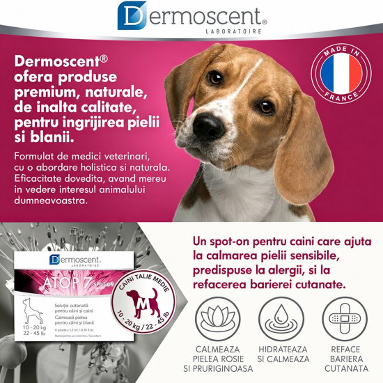Dermoscent Atop 7 Spot-On – Îngrijire Dermatologică pentru Câini și Pisici 0–10 kg – 4 Pipete