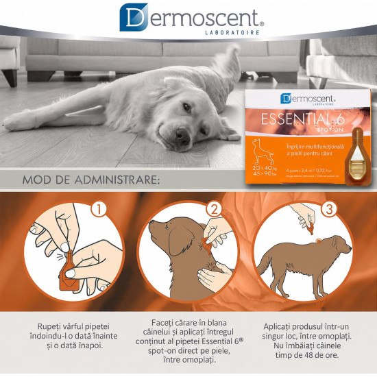 Dermoscent Essential 6 spot-on 20-40 kg, caini, 4 pipete