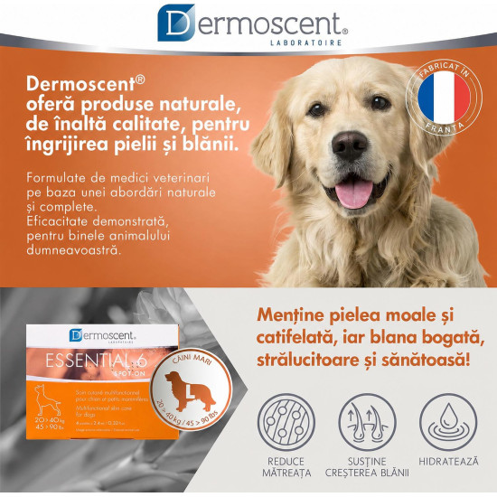 Dermoscent Essential 6 spot-on 20-40 kg, caini, 4 pipete