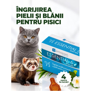Dermoscent Essential 6 Spot-On – Îngrijire Dermatologică pentru Pisici – 4 Pipete