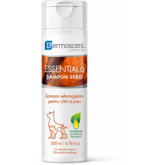 Dermoscent Essential 6 Sebo Shampoo – Șampon Dermatologic Seboreglator pentru Câini și Pisici – 200 ml