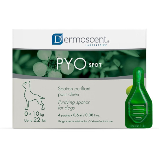 Dermoscent PYOspot – Îngrijirea Pielii pentru Câini 0–10 kg – 4 Pipete Spot-On