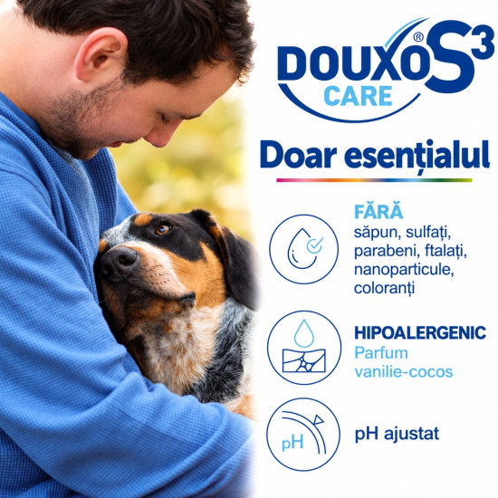 DOUXO S3 Care Shampoo – șampon dermatologic pentru câini și pisici, pentru curățare delicată și îngrijirea pielii sensibile
