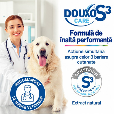 DOUXO S3 Care Shampoo – șampon dermatologic pentru câini și pisici, pentru curățare delicată și îngrijirea pielii sensibile