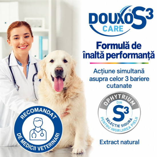 DOUXO S3 Care Shampoo – șampon dermatologic pentru câini și pisici, pentru curățare delicată și îngrijirea pielii sensibile