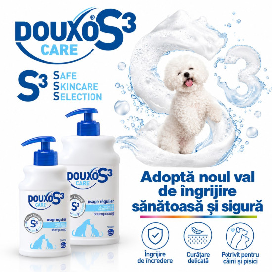 DOUXO S3 Care Shampoo – șampon dermatologic pentru câini și pisici, pentru curățare delicată și îngrijirea pielii sensibile