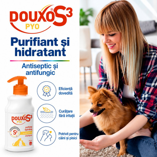 Douxo S3 Pyo Shampoo – Șampon Antimicrobian pentru Câini și Pisici – 200 ml