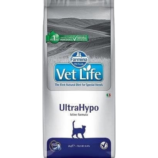 Farmina Vet Life Feline UltraHypo – hrană uscată dietetică pentru pisici cu alergii/intoleranțe alimentare și dermatoze, 2 kg
