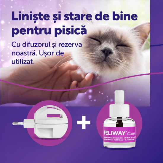 Feliway Classic Difuzor cu Rezervă – 48 ml – Pentru Pisici Calme și Echilibrate