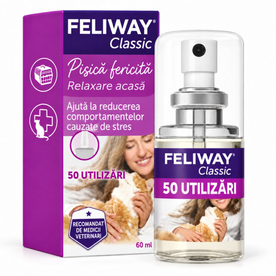 Feliway Classic Spray, 60 ml – feromoni pentru reducerea stresului la pisici
