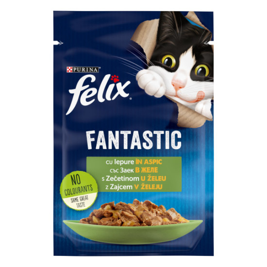 Felix Fantastic – Hrană Umedă pentru Pisici cu Iepure în Aspic, 85 g