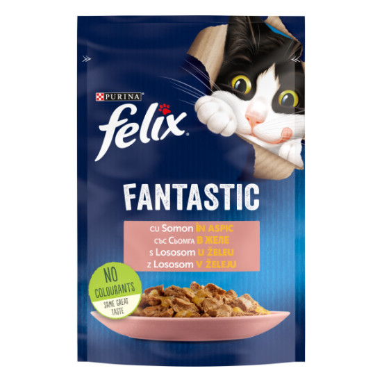 Felix Fantastic – Hrană Umedă pentru Pisici cu Somon în Aspic, 85 g