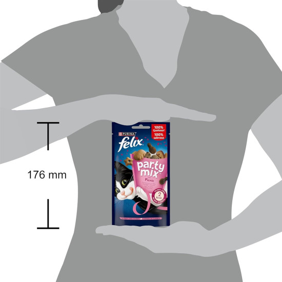 Felix Party Mix Picnic Mix cu Pui, Brânză și Curcan – Recompense pentru Pisici, 60 g