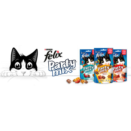 Felix Party Mix Picnic Mix cu Pui, Brânză și Curcan – Recompense pentru Pisici, 60 g
