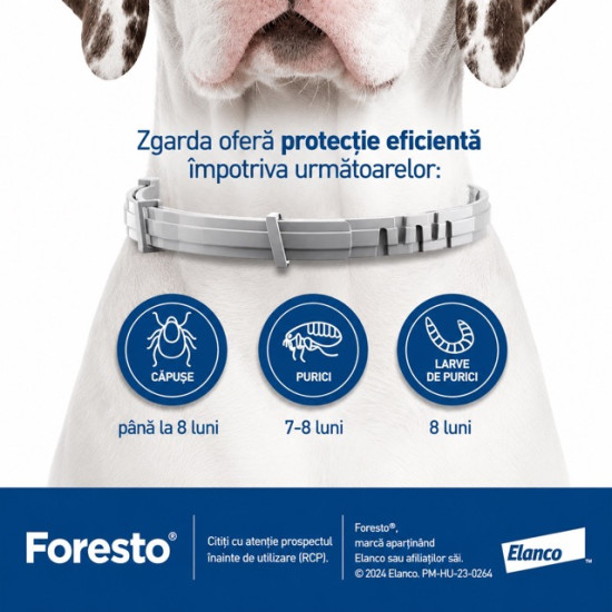 Foresto – Zgarda Antiparazitară pentru Câini de Talie Medie-Mare, 70 cm