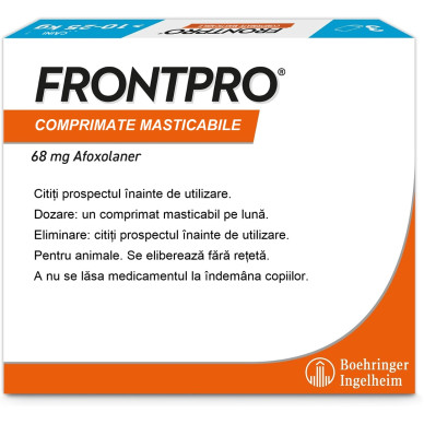 FRONTPRO L 68 mg – comprimat masticabil antiparazitar oral pentru câini 10–25 kg, 3 tablete
