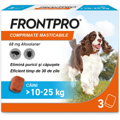 FRONTPRO L 68 mg – comprimat masticabil antiparazitar oral pentru câini 10–25 kg, 3 tablete