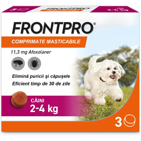 FRONTPRO S 11,3 mg – comprimat masticabil antiparazitar oral pentru câini 2–4 kg, 3 tablete