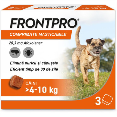FRONTPRO M 28,3 mg – comprimat masticabil antiparazitar oral pentru câini 4–10 kg, 3 tablete