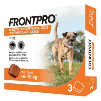 FRONTPRO M 28,3 mg – comprimat masticabil antiparazitar oral pentru câini 4–10 kg, 3 tablete