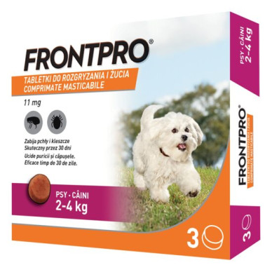FRONTPRO S 11,3 mg – comprimat masticabil antiparazitar oral pentru câini 2–4 kg, 3 tablete