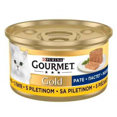 Gourmet Gold Mousse – hrană umedă completă pentru pisici adulte, cu pui, conservă 85 g