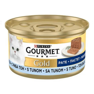 Gourmet Gold Mousse – hrană umedă completă pentru pisici adulte, cu ton, conservă 85 g