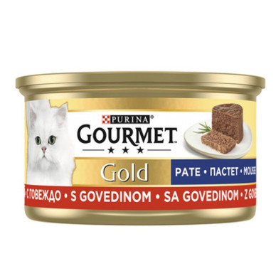 Gourmet Gold Mousse – hrană umedă completă pentru pisici adulte, cu vită, conservă 85 g