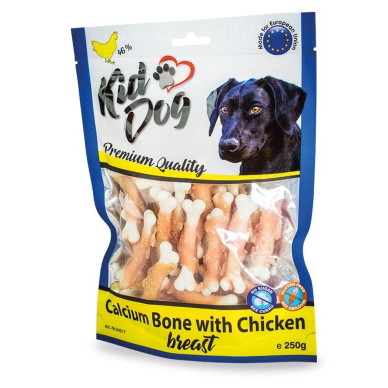 KidDog – recompense pentru câini, oase de calciu cu piept de pui, 250 g