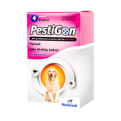 Pestigon Dog L – Soluție Spot-On Antiparazitară pentru Câini 20–40 kg, 4 Pipete (Fipronil, Norbrook)